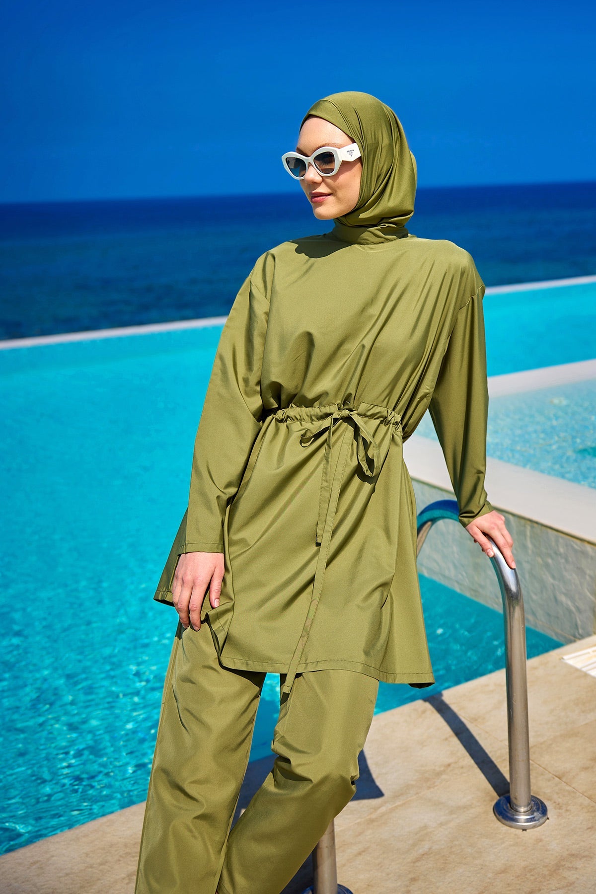 Burkini Modest Swimwear Set 3-Teilig Olivgrün "Andalus by Marina" A2502-5