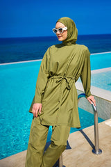 Burkini Modest Swimwear Set 3-Teilig Olivgrün "Andalus by Marina" A2502-5