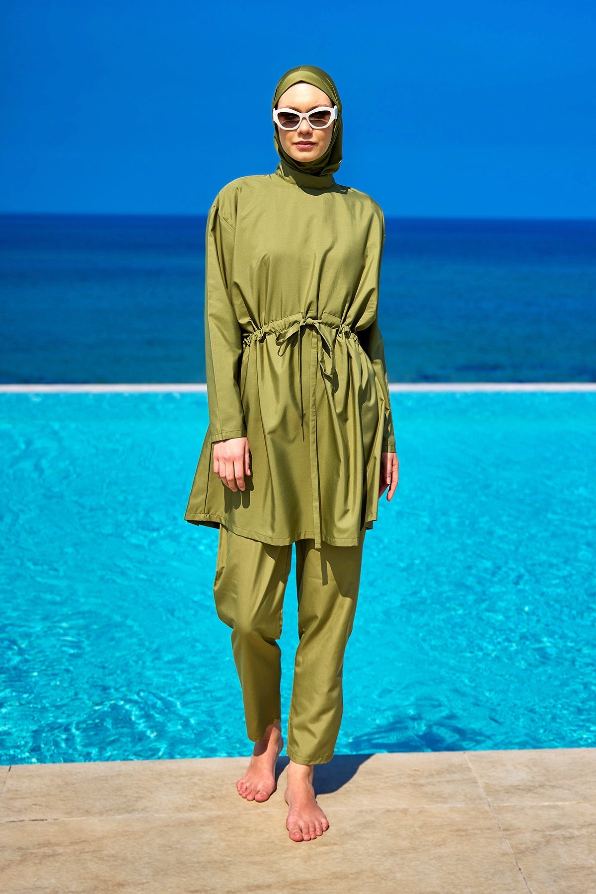 Burkini Modest Swimwear Set 3-Teilig Olivgrün "Andalus by Marina" A2502-5
