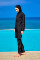 Burkini Modest Swimwear Set 3-Teilig Schwarz - Andalus by Marina A2503-1