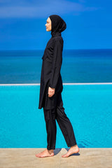 Burkini Modest Swimwear Set 3-Teilig Schwarz - Andalus by Marina A2503-1
