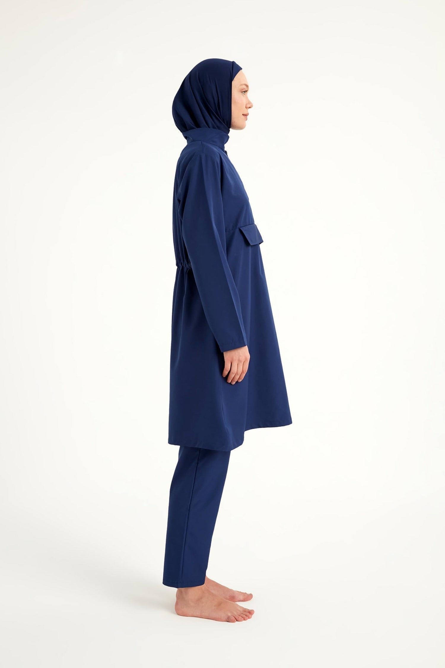 Burkini Modest Swimwear Set 3-Teilig Marineblau - Komplettansicht des dreiteiligen Sets