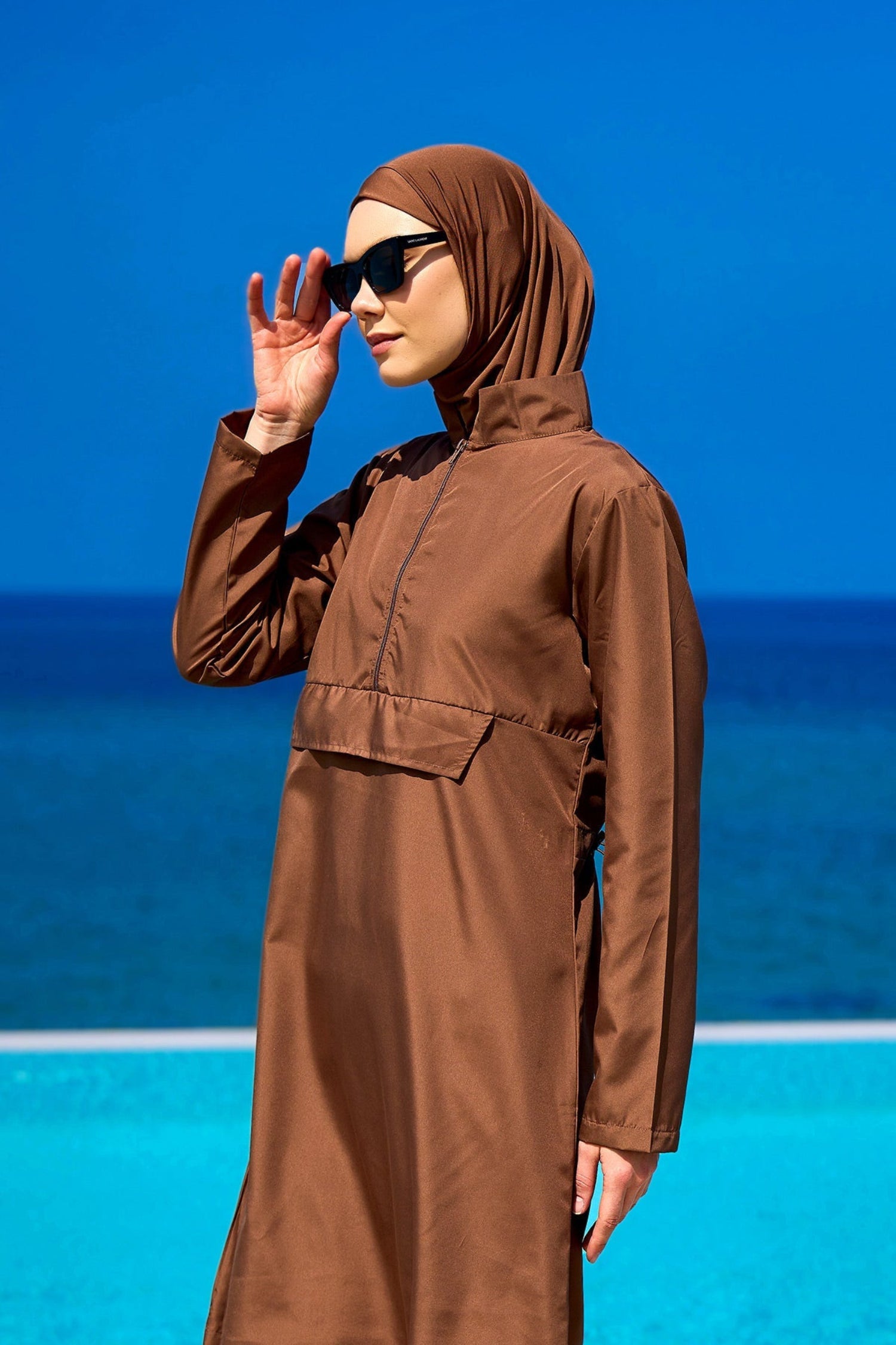 Burkini Modest Swimwear Set 3-Teilig Braun - Andalus by Marina A2503-3