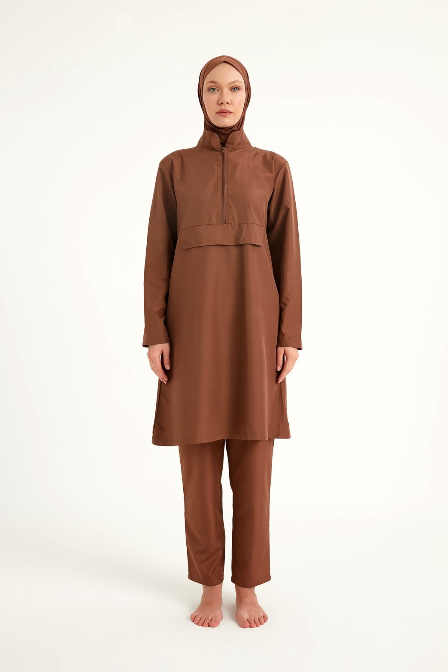 Burkini Modest Swimwear Set 3-Teilig Braun - Andalus by Marina A2503-3