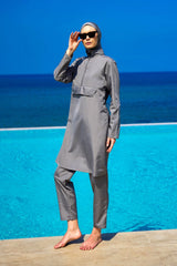 Burkini Modest Swimwear Set 3-teilig in Grau - Andalus by Marina A2503-4 - Vollbedeckende Bademode für Damen