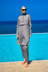 Burkini Modest Swimwear Set 3-teilig in Grau - Andalus by Marina A2503-4 - Vollbedeckende Bademode für Damen