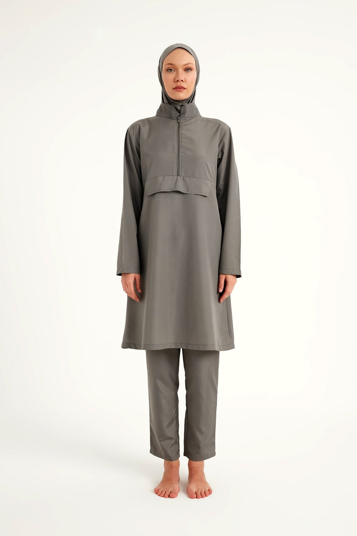 Burkini Modest Swimwear Set 3-teilig in Grau - Andalus by Marina A2503-4 - Vollbedeckende Bademode für Damen