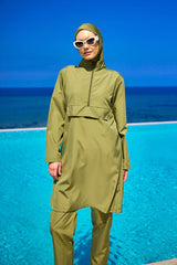 Burkini Modest Swimwear Set 3-Teilig Olivgrün - Andalus by Marina A2503-5