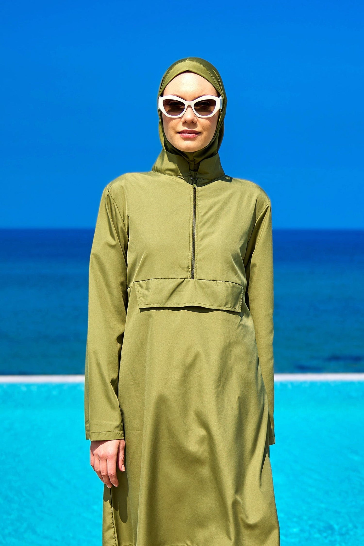Burkini Modest Swimwear Set 3-Teilig Olivgrün - Andalus by Marina A2503-5