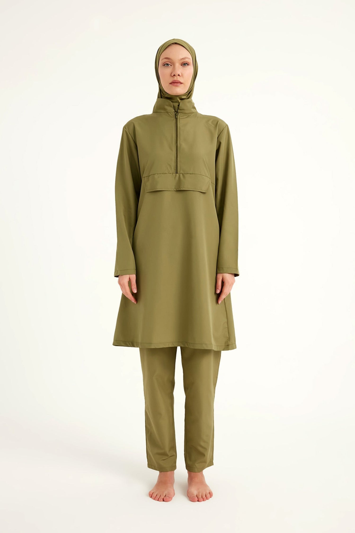 Burkini Modest Swimwear Set 3-Teilig Olivgrün - Andalus by Marina A2503-5