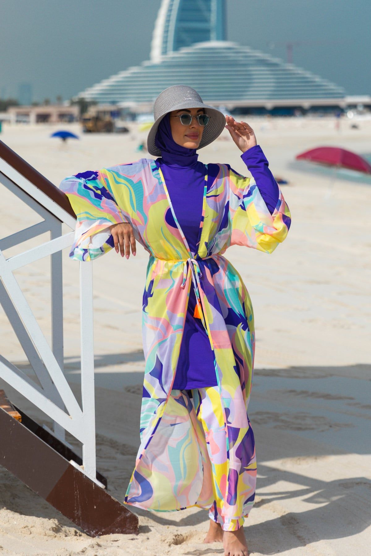 Kimono Pareo abstraktes Wellenmuster bunt "Marina" P2332