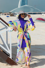 Kimono Pareo abstraktes Wellenmuster bunt "Marina" P2332
