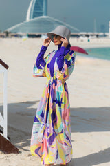 Kimono Pareo abstraktes Wellenmuster bunt "Marina" P2332