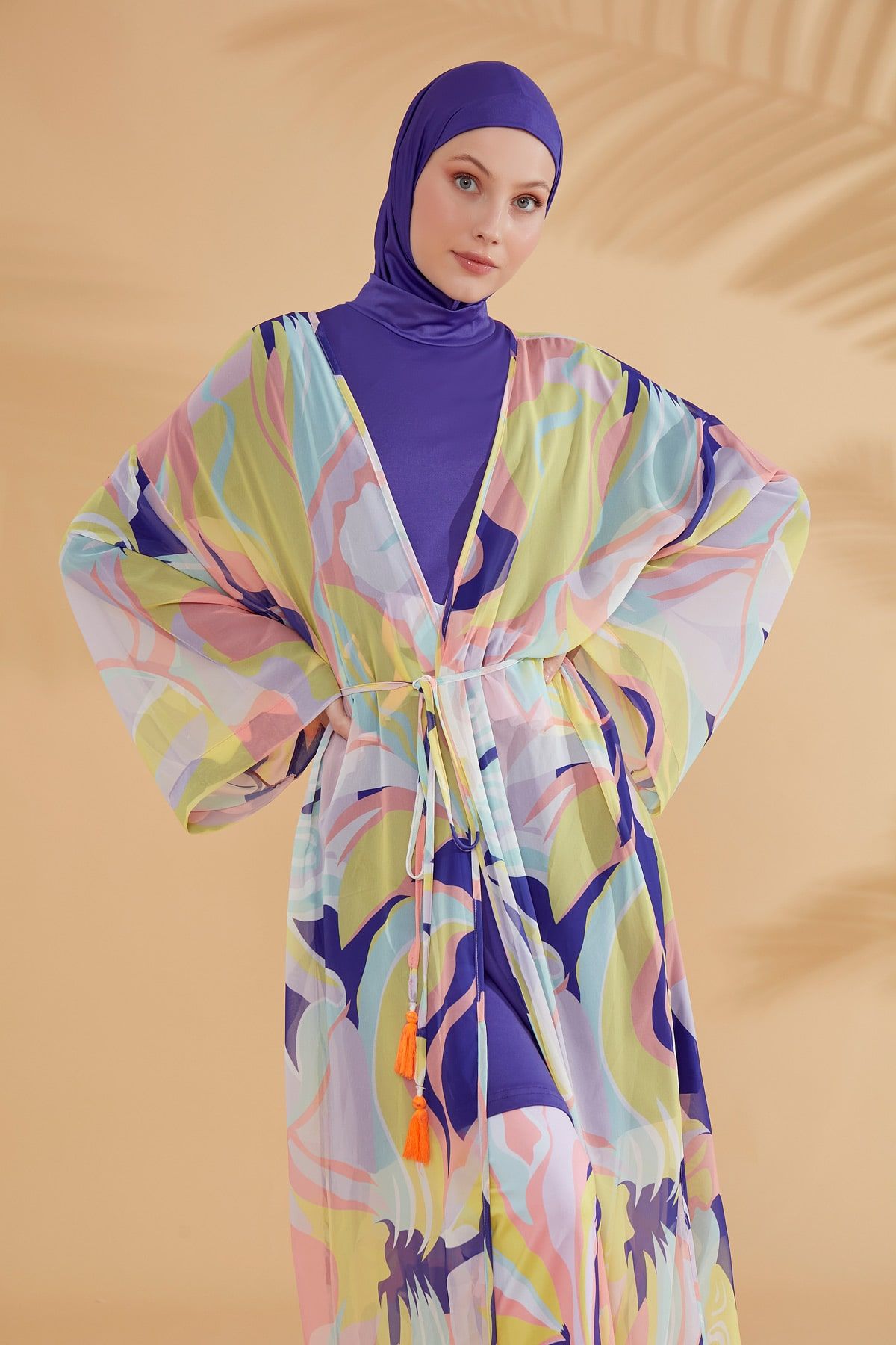Kimono Pareo abstraktes Wellenmuster bunt "Marina" P2332