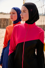 Burkini Modest Swimwear Set 4-Teilig Schwarz/Rosa "Marina" M2316-1
