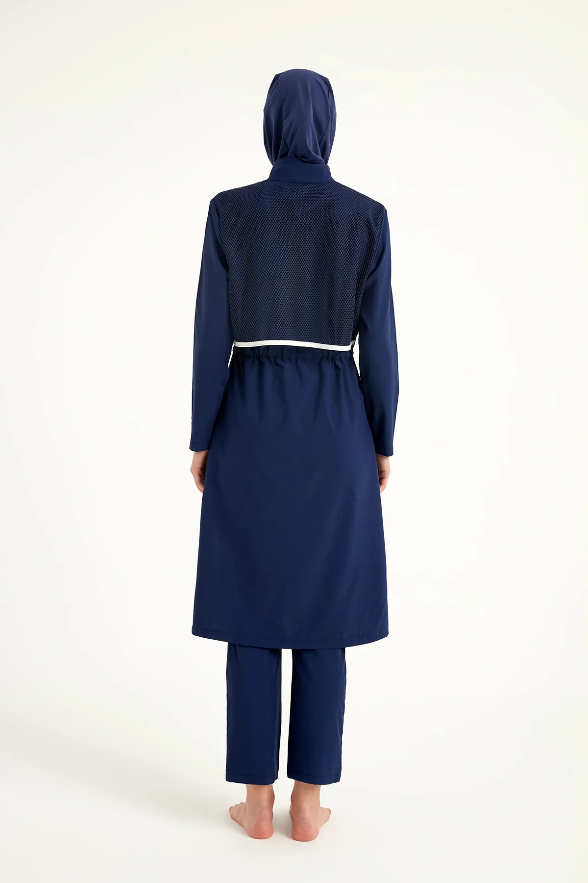 Burkini Modest Swimwear Set 4-Teilig Marineblau mit weißen Streifen "Marina" M2506-2