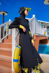 Burkini Modest Swimwear Set 4-Teilig Schwarz "Marina" M2501-1