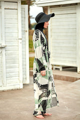 Kimono Pareo Khaki gemustert "Marina" P2411