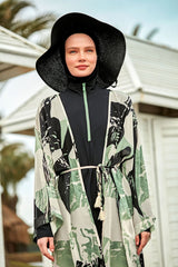 Kimono Pareo Khaki gemustert "Marina" P2411