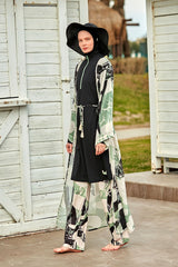 Kimono Pareo Khaki gemustert "Marina" P2411