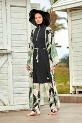 Kimono Pareo Khaki gemustert "Marina" P2411