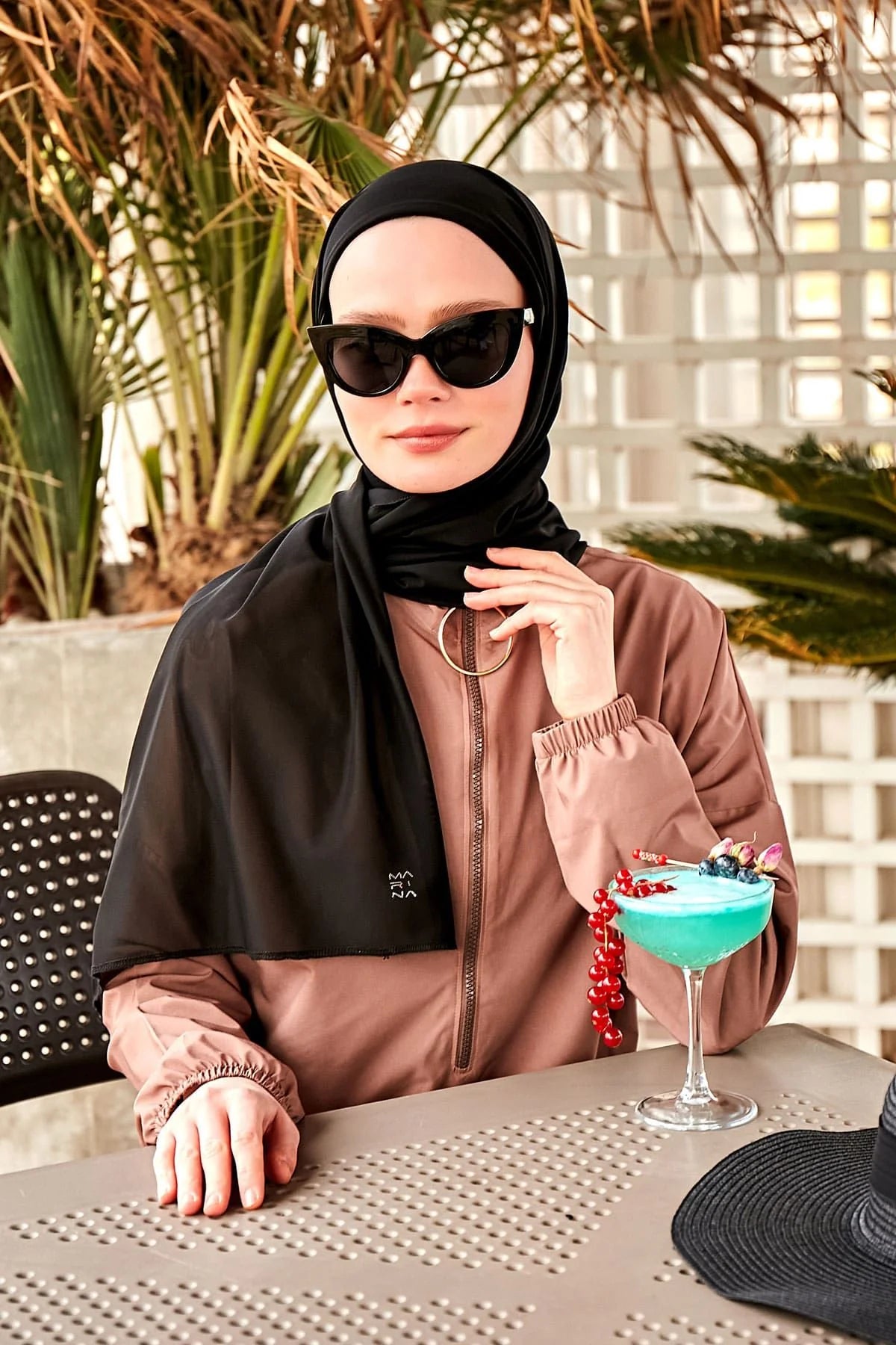 Schwimmhijab Mesh Schal Schwarz "Marina" B2401