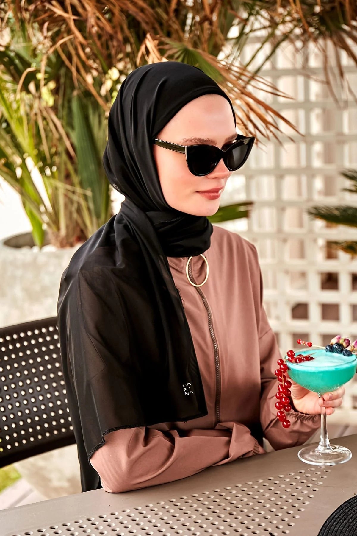Schwimmhijab Mesh Schal Schwarz "Marina" B2401
