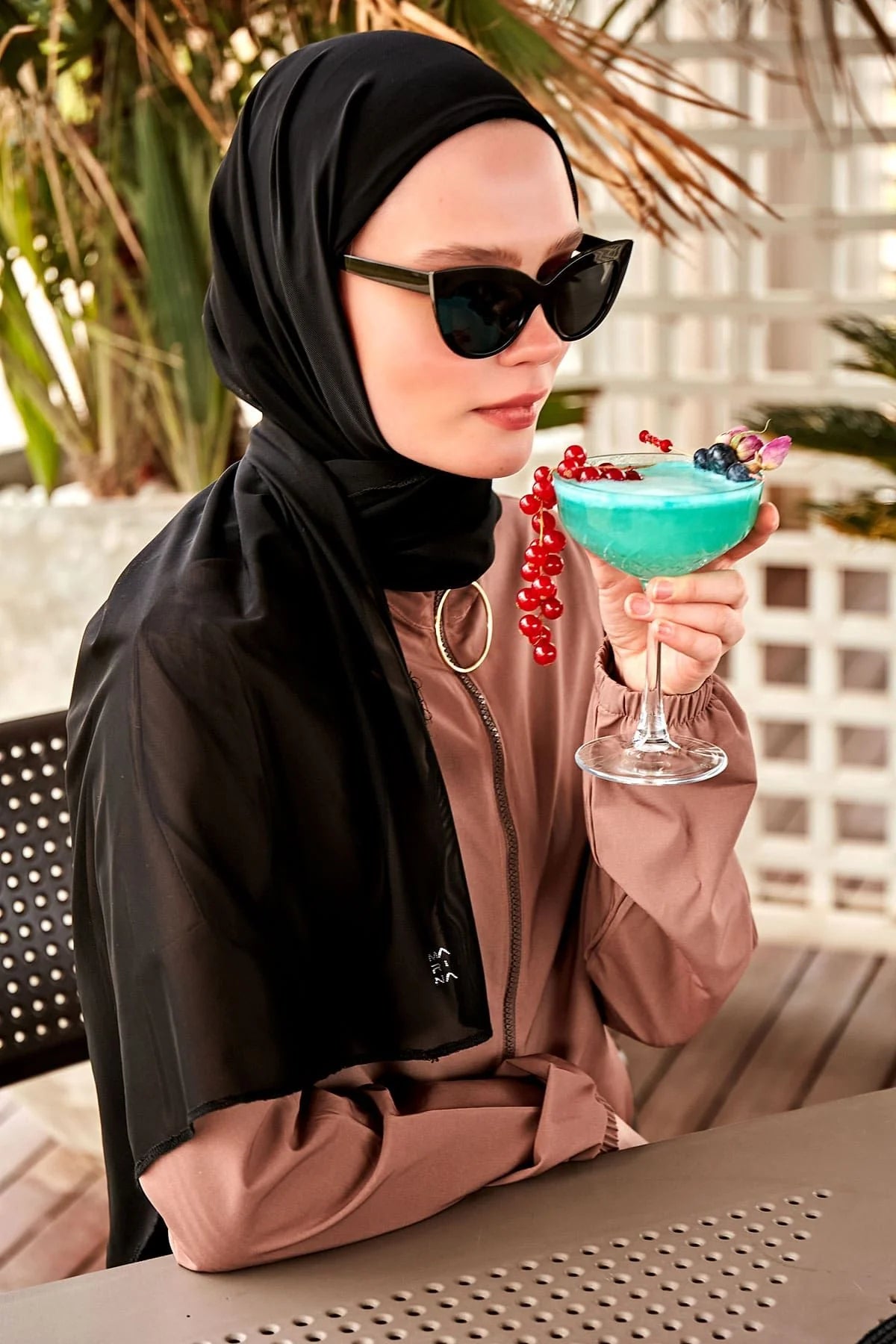 Schwimmhijab Mesh Schal Schwarz "Marina" B2401
