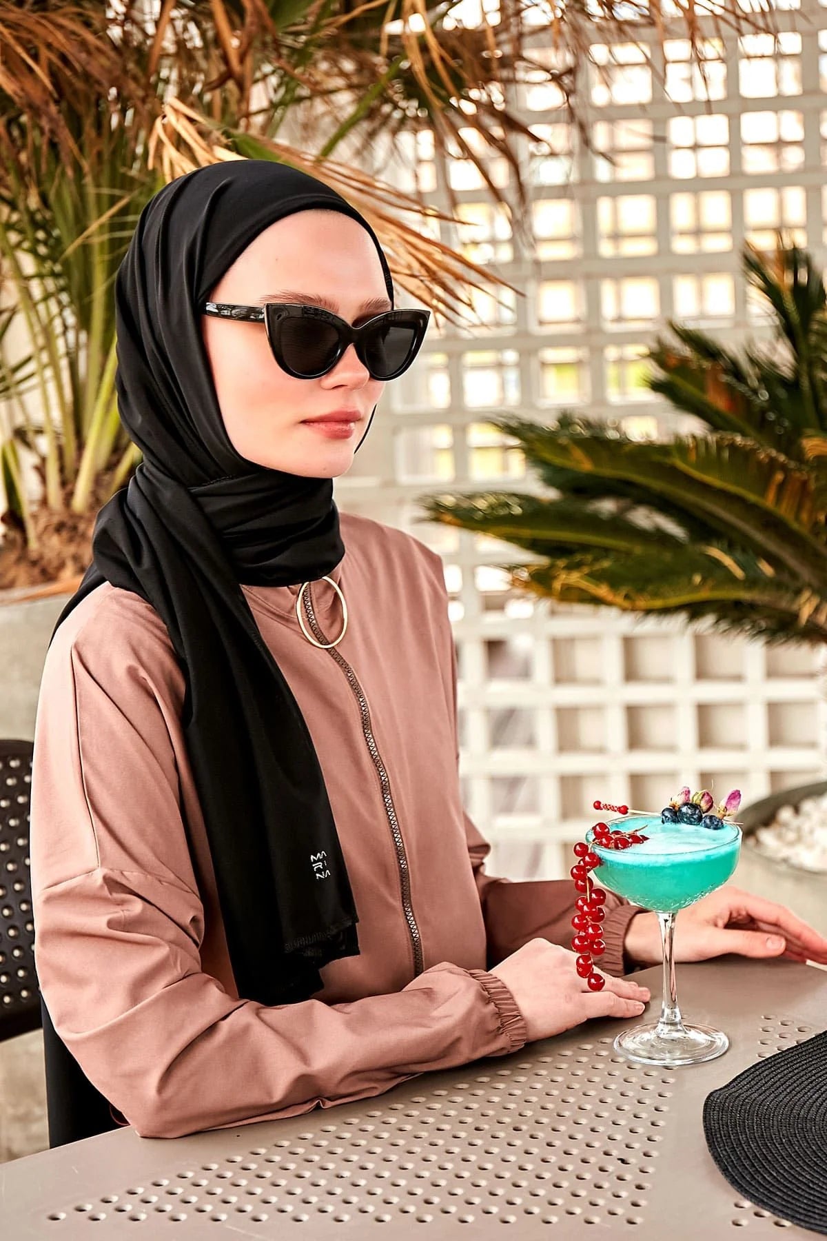 Schwimmhijab Mesh Schal Schwarz "Marina" B2401
