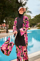 Kimono Pareo Fuchsia gemustert "Marina" P2413