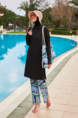 Burkini Modest Swimwear Set 4-Teilig Schwarz "Marina" M2477