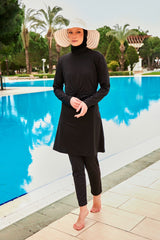 Burkini Modest Swimwear Set Lycra 4-Teilig Schwarz "Marina" M2463