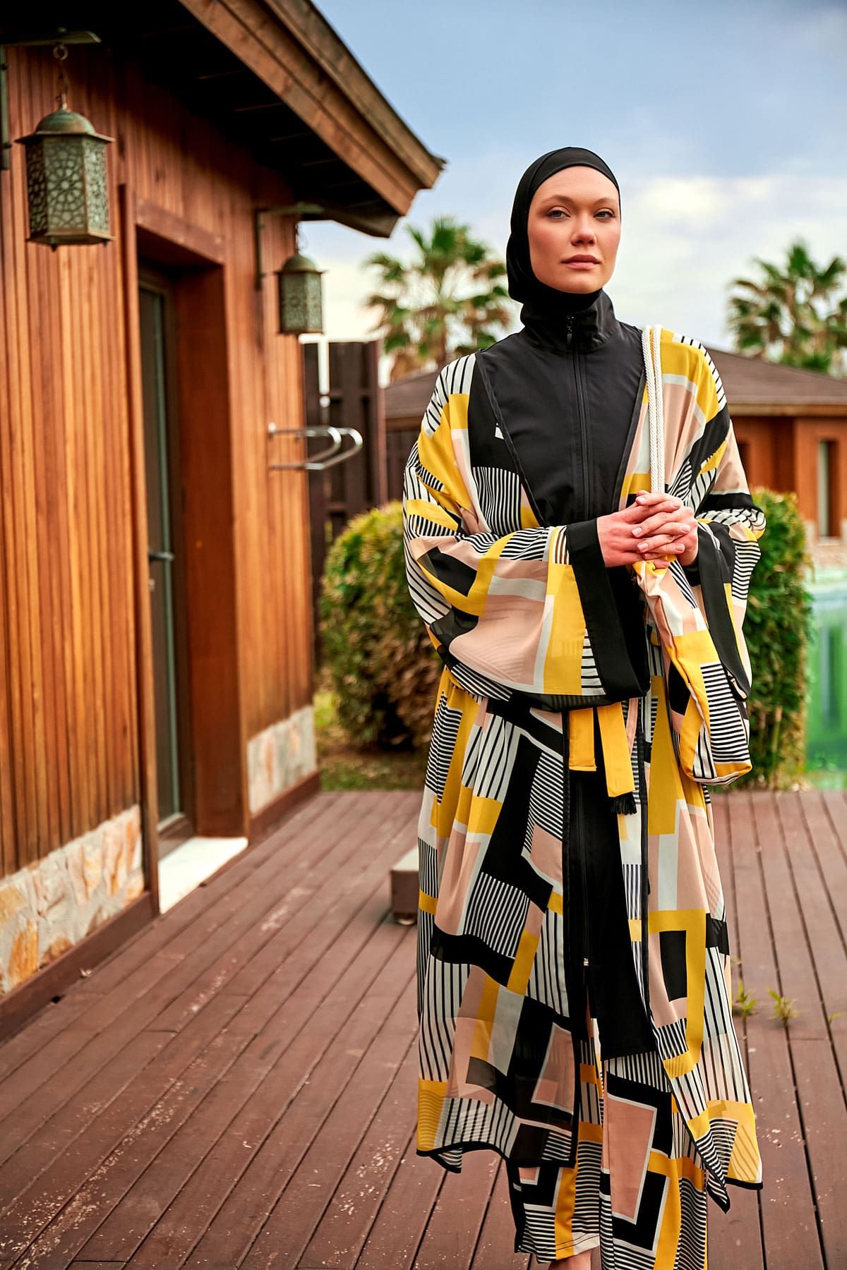 Kimono Pareo mit kariertem Muster "Marina" P2407