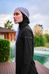 Burkini Modest Swimwear  Set Webstoff 4-Teilig Schwarz mit Pailletten "Marina" M2433