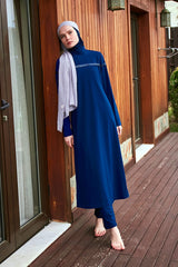 Burkini Modest Swimwear Set Webstoff 4-Teilig Blau mit Pailletten "Marina" M2434