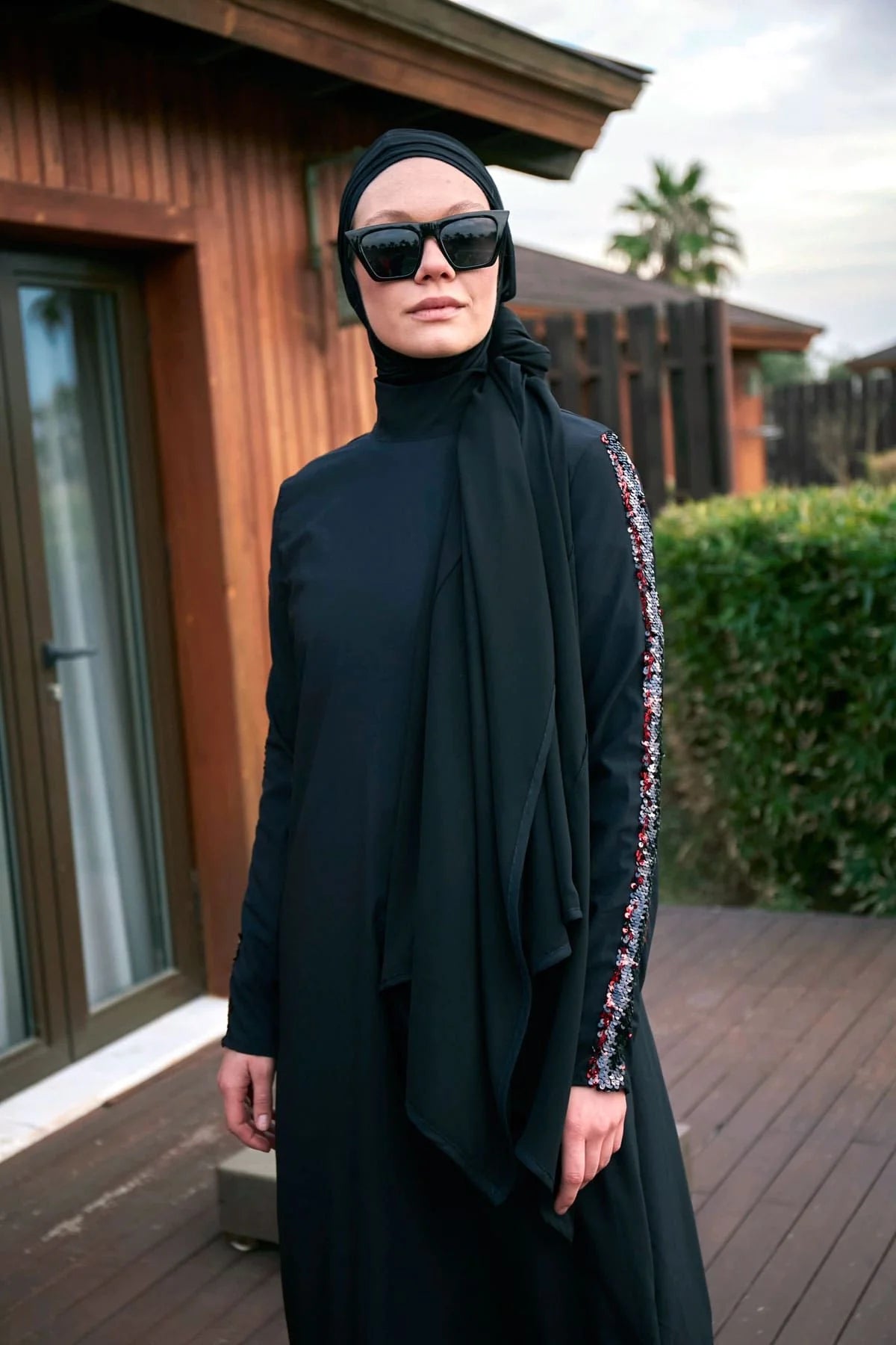 Schwimmhijab Mesh Schal Schwarz "Marina" B2401