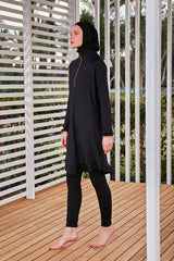 Burkini Modest Swimwear Set Lycra 4-Teilig Schwarz-Orange "Marina" M2474