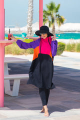 Burkini Modest Swimwear Set 4-Teilig Schwarz/Pink/Lila "Marina" M2312